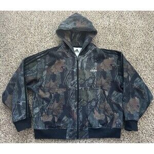 adidas Camo Full Zip Hooded Sweater Mens Large Boxy Hoodie